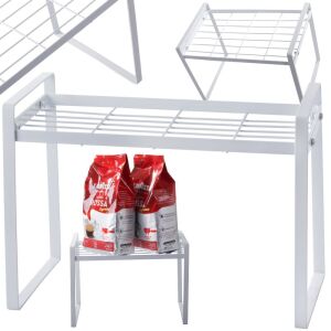 Egyszintes fém polc konyhai munkalaphoz, konyhai szervező, fehér