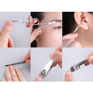 Nail art manikűr készlet pedikűr tok körömcsipesz 7db arany