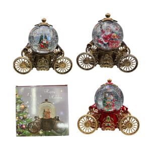 Világító Karácsonyi Hógomb, LED Hóesés Effekttel, Beépített Zene, Hintó Formájú 143732490 - Sumker