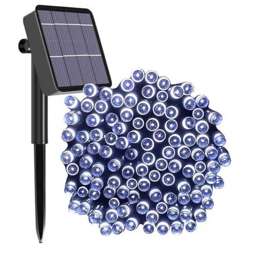 Solarne zewnętrzne lampki choinkowe o zimnym białym świetle, 10 m, 100 diod LED 143732487
