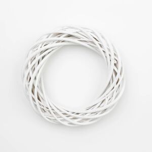 Vesszőkoszorú, 20x20x5 cm, fehér