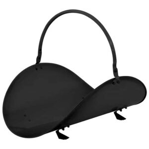 Suport pentru lemne de foc Mercaton, din fier forjat negru, cu mâner - Accesorii pentru șemineu și sobă