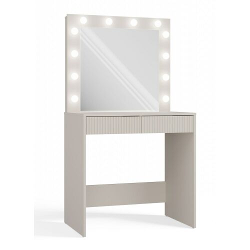 Vedere unghiulară a toaletei Marina 2S SLIM cu oglindă LED în nuanța Cashmere