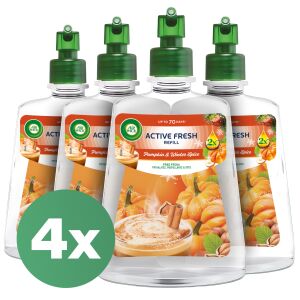 Air Wick Active Fresh Rezerve cu parfum de dovleac și condimente, pachet de 4, odorizant automat de aer - Odorizator de aer automat