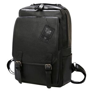 Fekete bőr repülőgép hátizsák USB porttal | Kézipoggyász üzleti utakhoz a kabinba