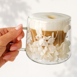 Termikus üveg fehér hortenzia virágokkal - 180 ml, 1 db | 186 SZK