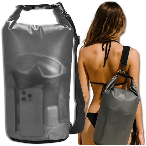 Nagy vízálló strandtáska 10l átlátszó kivitelben, háton hordható 143746391