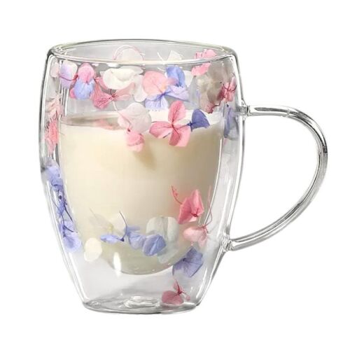 Termálüveg háromszínű hortenzia virágokkal 300 ml dekoratív bögre 1 db SZK179 143746823