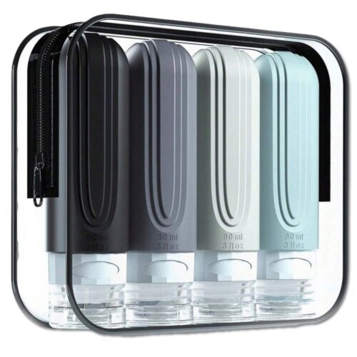 Újrafelhasználható 90 ml-es utazópalackok - 4 darabos készlet a kényelmes utazáshoz 143746897