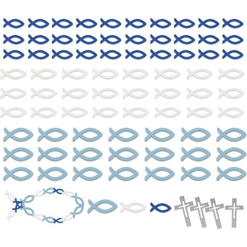 Set de 120 accesorii pentru masa STOUCLA, lemn, cruce/peste, alb/gri/albastru 143747436