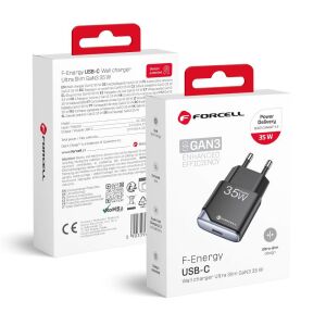 Ładowarka sieciowa do telefonu Forcell F-Energy Ultra Slim GaN III USB C PD QC4.0 3A 35W B135101-E czarna 143747861 - Forcell