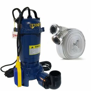 Promóciós csomag Merülőszivattyú aprítóval és úszóval, DDT, WQD10, 2600W + Tűzoltótömlő 2'' 20 m, 8 bar, csatlakozókkal 143748035 - Öntözés