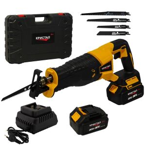 DDT CRISTAL akkus szablyafűrész, 36V, változtatható sebesség, vágási mélység 115mm fa, 8mm acél, 12mm alumínium, 2x 4.0Ah akkumulátor, töltő + 4 különböző penge tartozék 143748036 - DDT