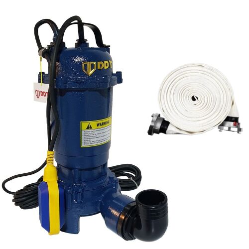 Promóciós csomag Merülőszivattyú aprítóval és úszóval, DDT, WQD10, 2600W + Tűzoltótömlő 2'' 20 m, 8 bar, csatlakozókkal 143748038