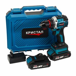 Bormașină cu acumulator DDT-KRISTAL 36V, 2 acumulatori Li-Ion 2.0Ah, motor fara perii (brushless), 2 viteze, cuplu reglabil, sistem autoblocaj,  valiză de transport 143748058 - DDT