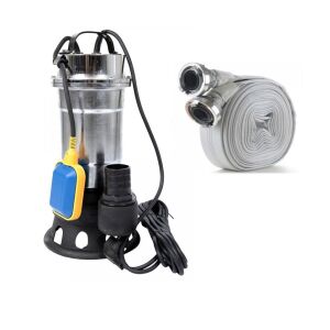 Pachet promo Pompa pentru apa murdara cu plutitor fara tocator, DDT, Inox, SWP2550F, 2550 W, 25 mc/h + Furtunul de pompier 2'' 20 m, 8 bari, cu cuple 143748270 - Irigare