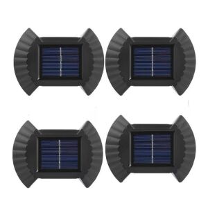 Set 4 lampi LED solare cu lumina bidirectionala pentru garduri, scari exterioare, senzor de lumina, iluminare alb cald 143748925 - Lanternă solară