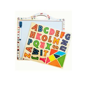 Tabla de scris magnetica din lemn cu litere si tangram - Jocuri educative pentru școlari