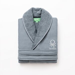 Összehajtott Benetton sötétkék pamut fürdőköntös, M/L méret, 400GSM - Férfi köntös