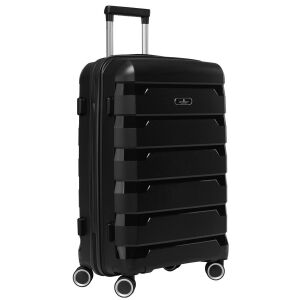 Fekete polipropilén kabinbőrönd kihúzható, teleszkópos fogantyúval és forgó kerekekkel - Peterson 143751543 - Peterson