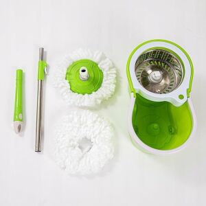 Set mop rotativ și găleată verde și alb cu două rezerve pentru capul de mop, vedere dezasamblată - Felmosó