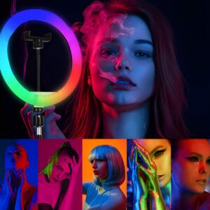 Renew Force RGB gyűrűs lámpa sminkhez, streaminghez és videófelvételhez színes effektekkel - LED körfény & körlámpa