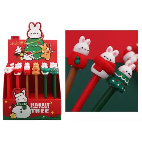 Karácsonyi nyuszi figurás zseléstoll - többféle