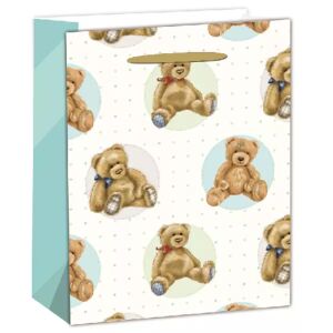 Nostalgija Geschenktüte mit Teddybärmotiv, 26 x 32 cm - Geschenktüten