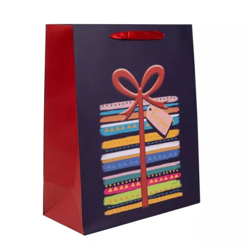 Ukrasna ajándéktasak színes ajándék mintával, 18 x 23 cm