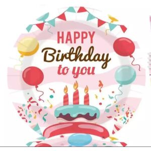 Papierowe talerze z napisem "Happy Birthday!" - 10 sztuk 143793915 - Talerz jednorazowy