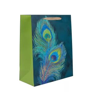 Poklon vrećica s uzorkom paunovog pera - 31 x 42 cm - Umjetnost i hobiji