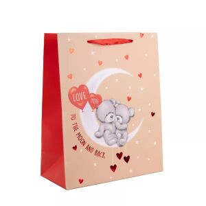 Darčeková taška Medvjedić par na mjesecu, 18x23 cm, ideálna na narodeninové oslavy - Darčekové tašky