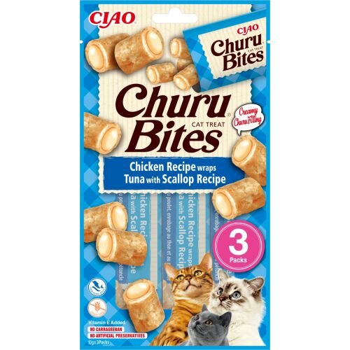 Inaba Cat Churu Bites - tonhal fésűkagylóval 3 x  10 g