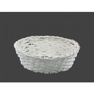 Bambusz Kosár Ovál Fehér 208-47/W - 27*22*H8cm 143804183 - Tárolódoboz & kosár