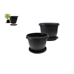 Virágcserép+Alátét Sara 17cm Antracit 143804361 - Kertépítés