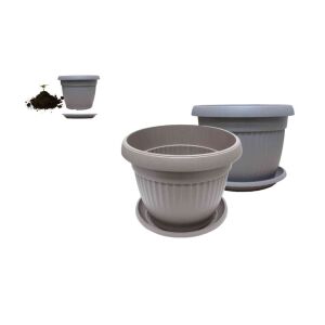 Virágcserép+Alátét Sara 20cm Mokka 143804363 - Kertépítés