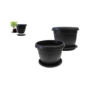 Virágcserép+Alátét Sara 25cm Antracit 143804364 - Kertépítés