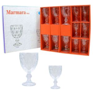 Pohár Üveg Talpas Marmara Készlet 12 Darabos 6*100ml &amp; 6*200ml 143804570 - Vizespohár