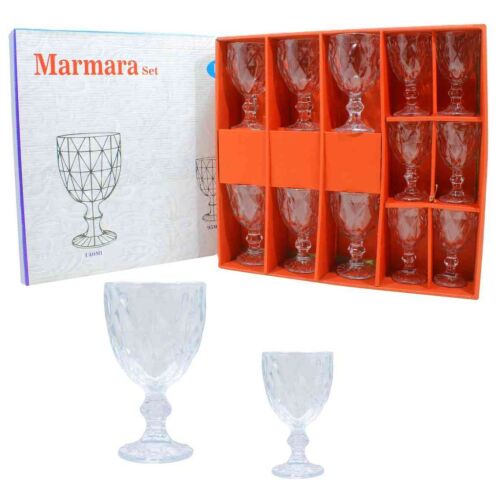Pohár Üveg Talpas Marmara Készlet 12 Darabos 6*100ml &amp; 6*200ml 143804570