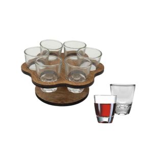 Fa Pohártartó Kerek 6 Darab Stampedlis Pohárral 143804868 - Konyha & Étkezés