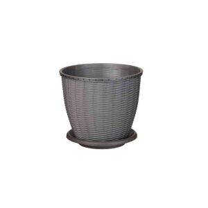 Cserép+Alátét Rattan 9 Literes Szürke 143805098 - Kertépítés