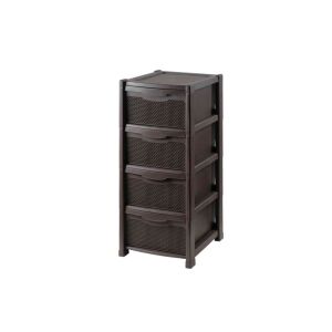 Szekrény Rattan 4 Fiókos Barna Összeszerelve