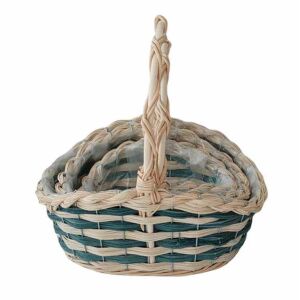 Fonott Füles Kosár Ovál Cirmos Szett/3 54-208 - 31*23*H9,5/14,5/31cm 143805167 - Tárolódoboz & kosár