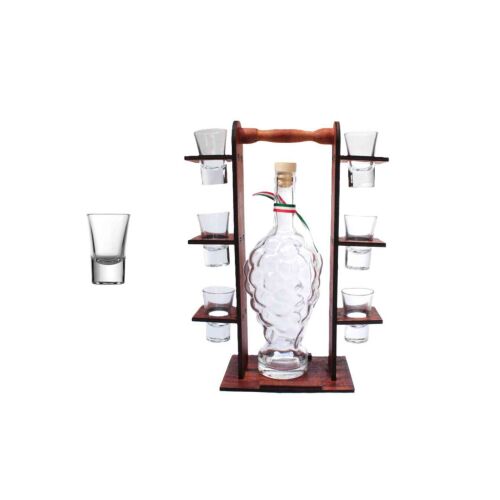 Fa Pohártartó Üveggel + 6 Db Stampedlis Pohárral