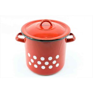 Zománcozott Fazék+Fedő 21cm Piros Dekor 143805620 - Fazék