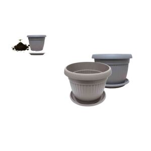 Virágcserép+Alátét Sara 17cm Mokka 143805631 - Kertépítés