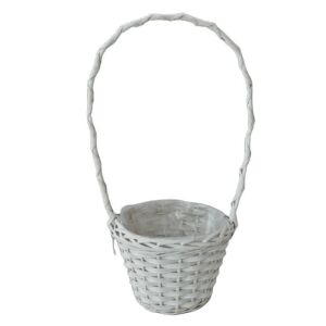 Fonott Füles Kosár Kerek Fehér 54-106 - D22*H16/50cm 143805674 - Tárolódoboz & kosár