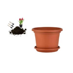 Virágcserép+Alátét Cilindro 35cm Terra 143805691 - Kertépítés