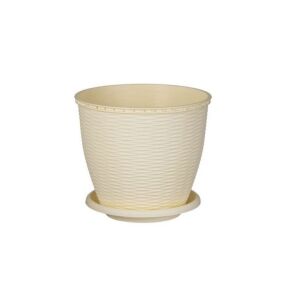 Cserép+Alátét Rattan 16 Literes Krém 143806081 - Kertépítés