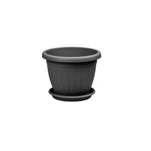 Virágcserép+Alátét Venecia 25cm Antracit 143806098 - Kertépítés